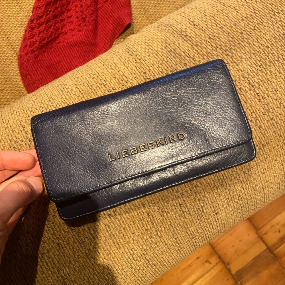 Liebeskind Blue Leather Compact Zip Wallet